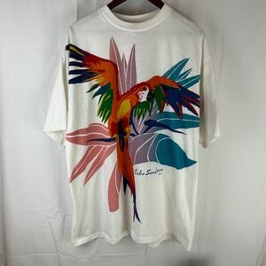 VTG Arli Cabo San Lucas T-Shirt Mens XXL White Parrot Mexico 90s Single Stitch